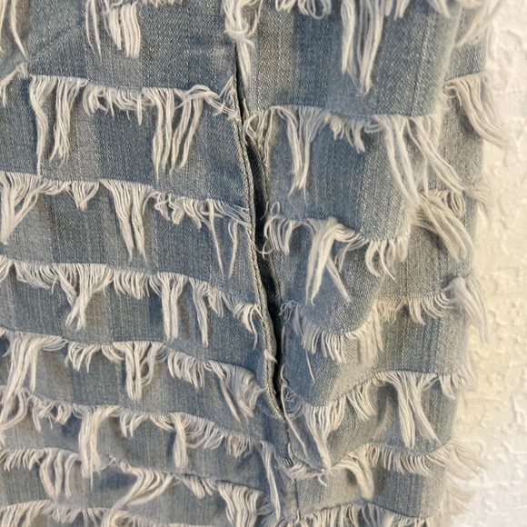 For Cynthia Denim Fringe Vest - Medium Eyelash Shaggy Hippie Boho Western Funky - Picture 8 of 13